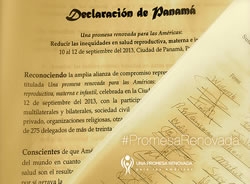 26 Ministros de Salud de América Latina y el Caribe y siete agencias internacionales –entre ellas la Iniciativa Salud Mesoamérica 2015 (SM2015)– firman la ‘Declaración de Panamá’ para dar fin a todas las muertes maternas e infantiles prevenibles antes del 2035.